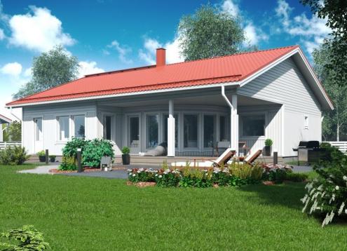 № 1056 Купить Проект дома Валокари 115-134. Закажите готовый проект № 1056 в Иркутске, цена 41400 руб.
